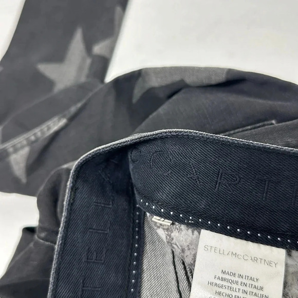 Stella McCartney Jeans Skinny Denim Star Graphic Print Faded Black Gray Size 27 - Picture 10 of 11